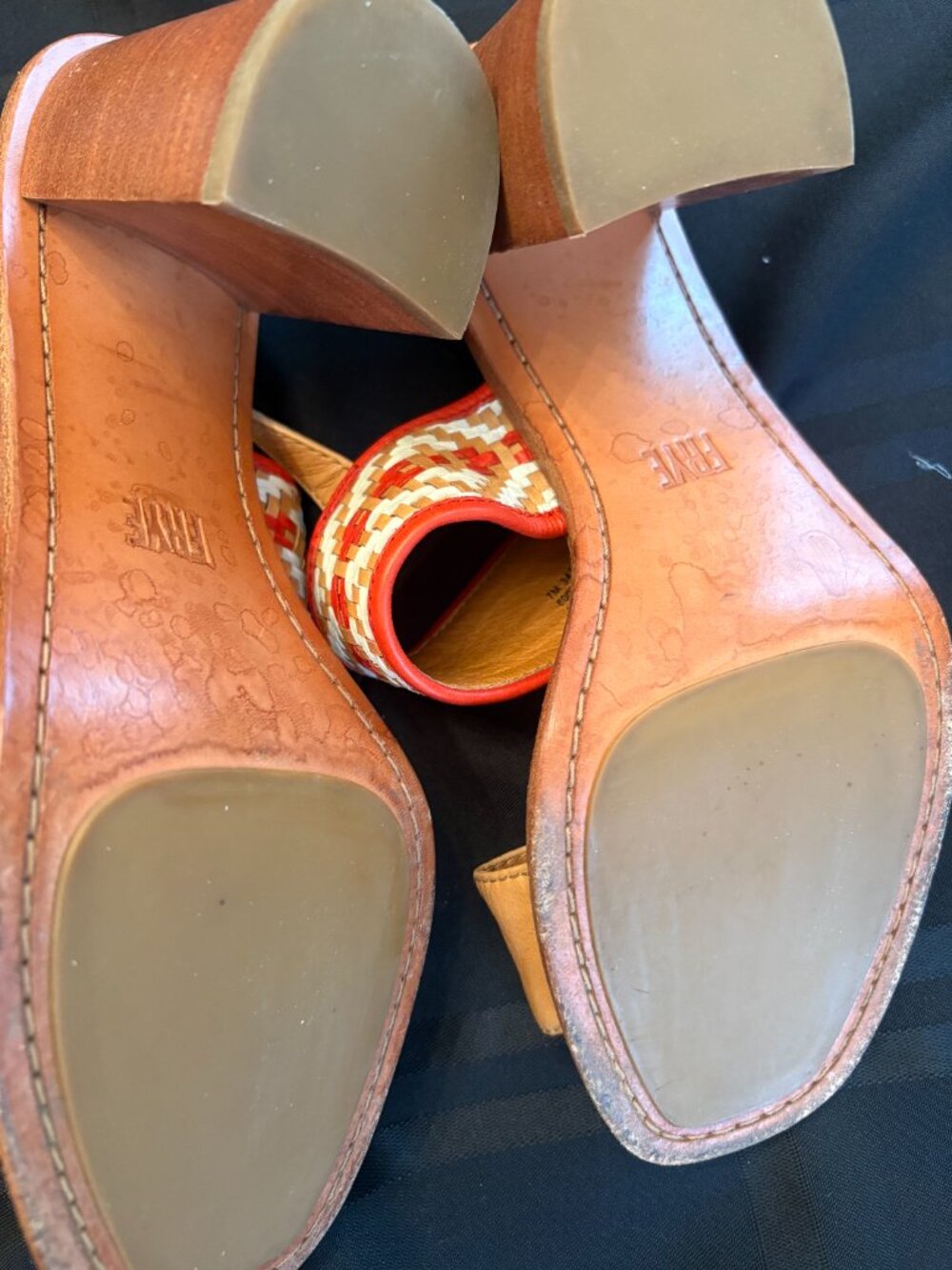 Frye Amy woven sandal, size 7 Boho stacked heel - Picture 12 of 12